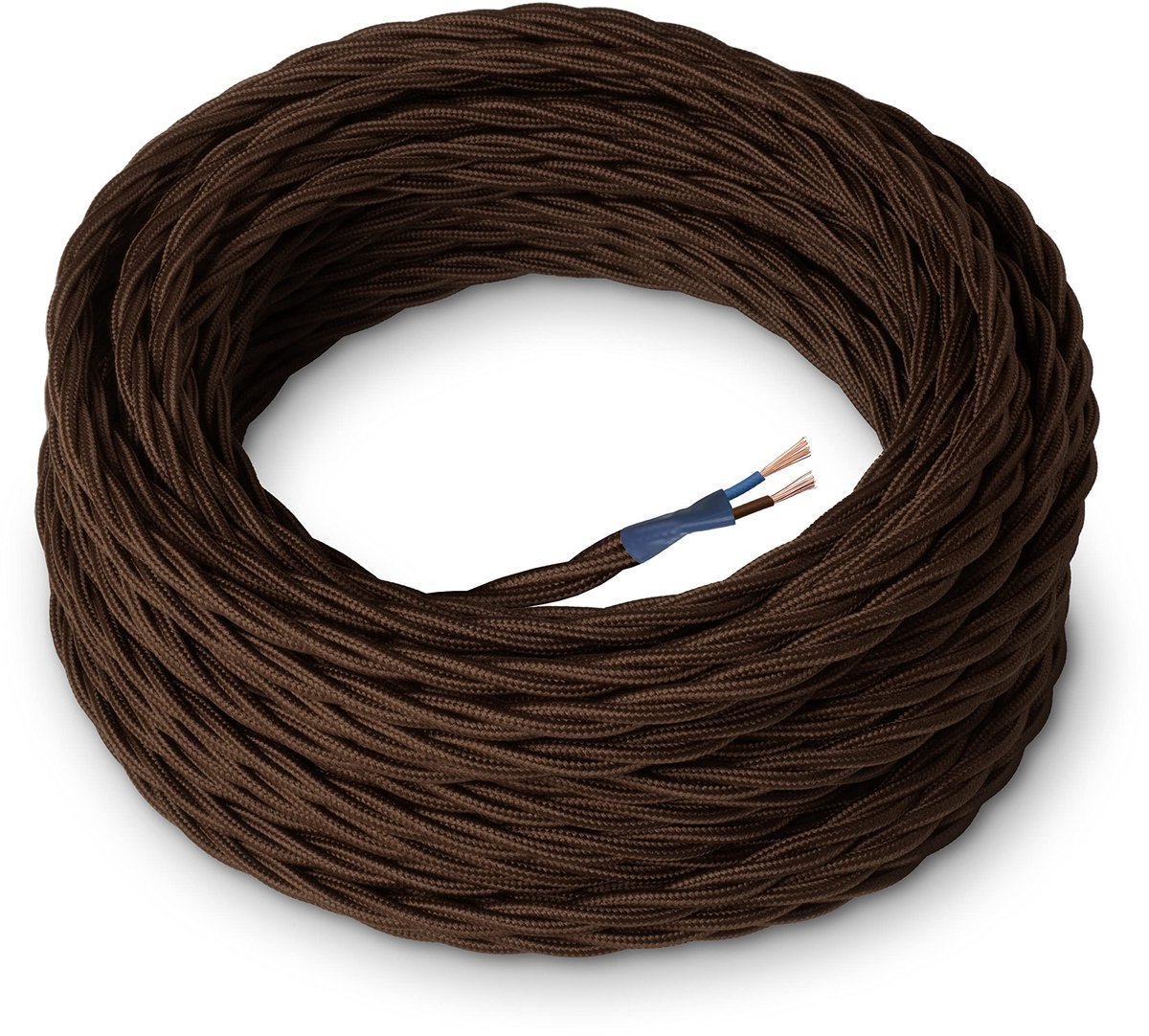 Omgoods - Textiel Kabel voor Lampen BRUIN, Gevlochten, 10m met 2 Draden