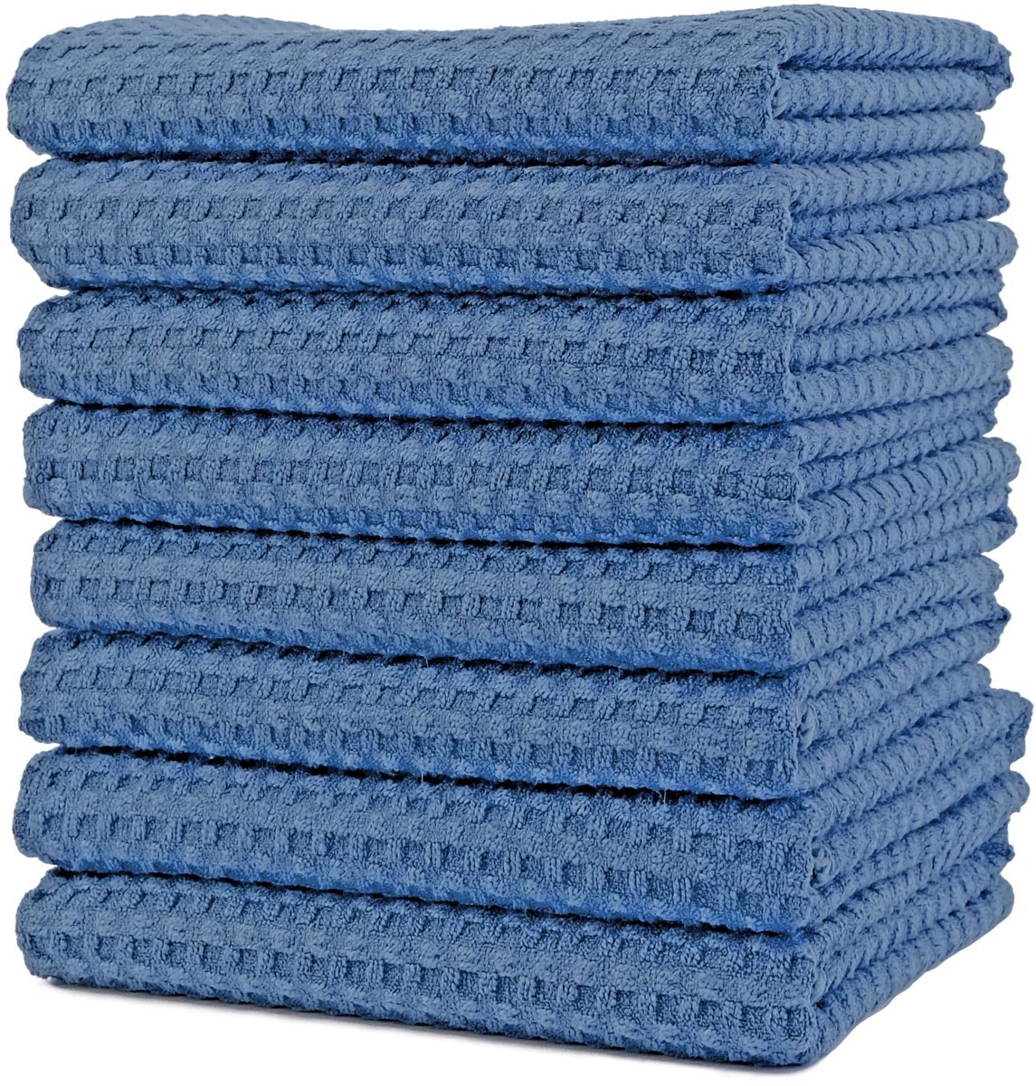 Omgoods - Microvezel Keukenhanddoeken Wafelpatroon - 8 Stuks - Blauw - 40.6x71cm