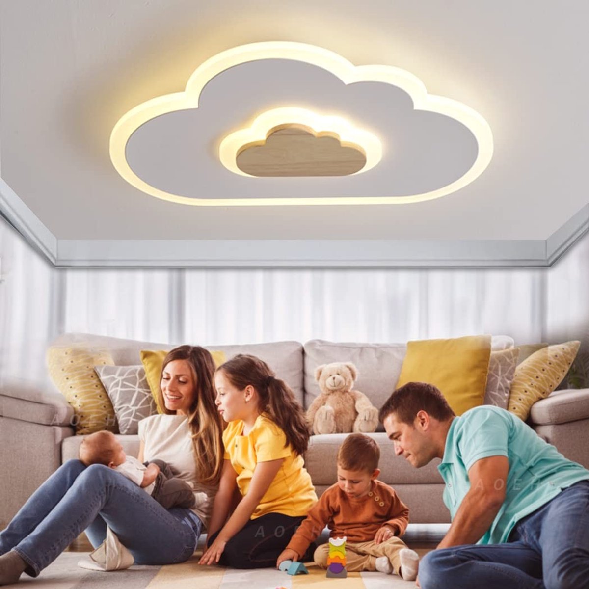 Omgoods - Moderne LED Plafondlamp Cloud voor Kinderkamer met Dimbare Functie