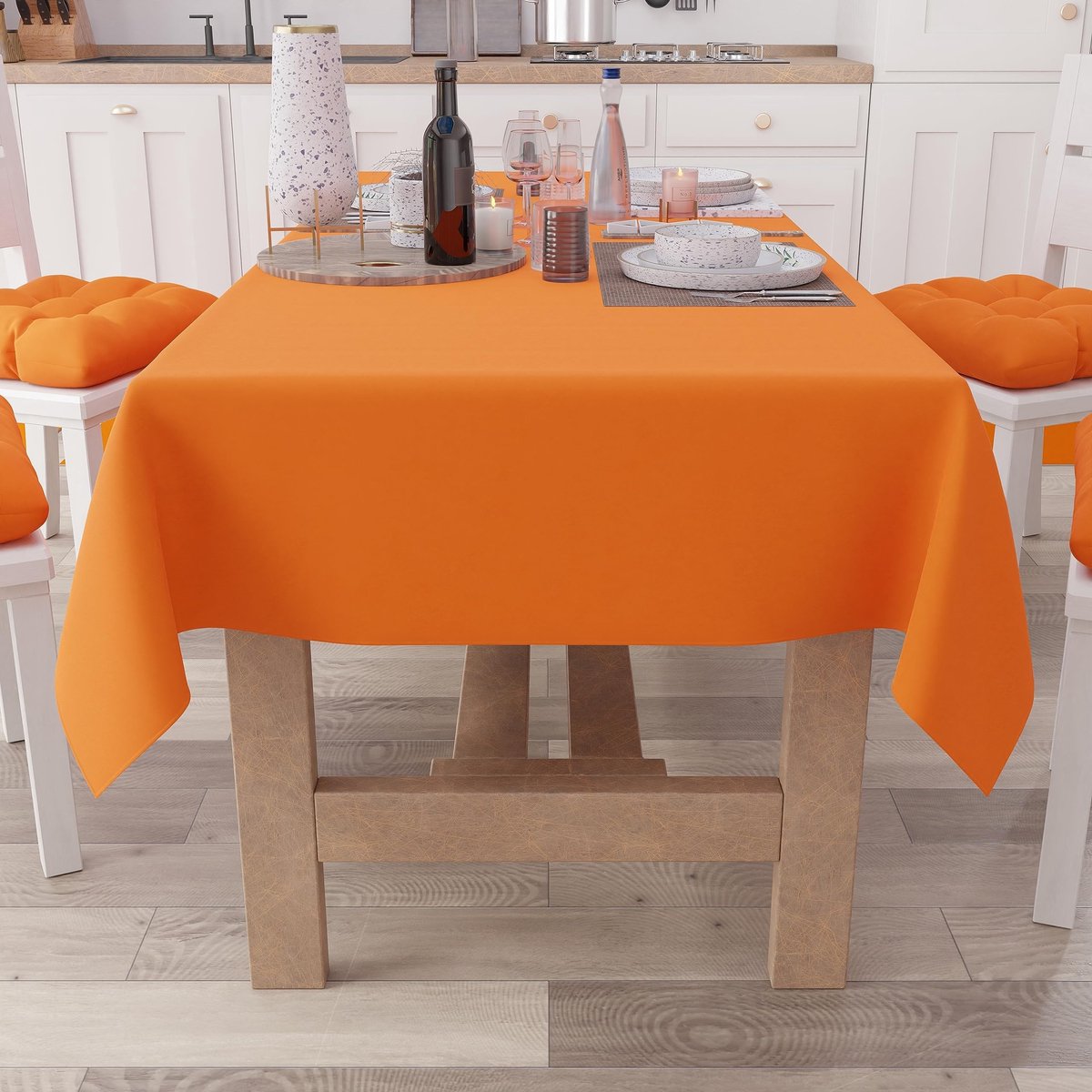 Omgoods - Elegante Tafellaken van Katoen - Oranje 140x240 cm