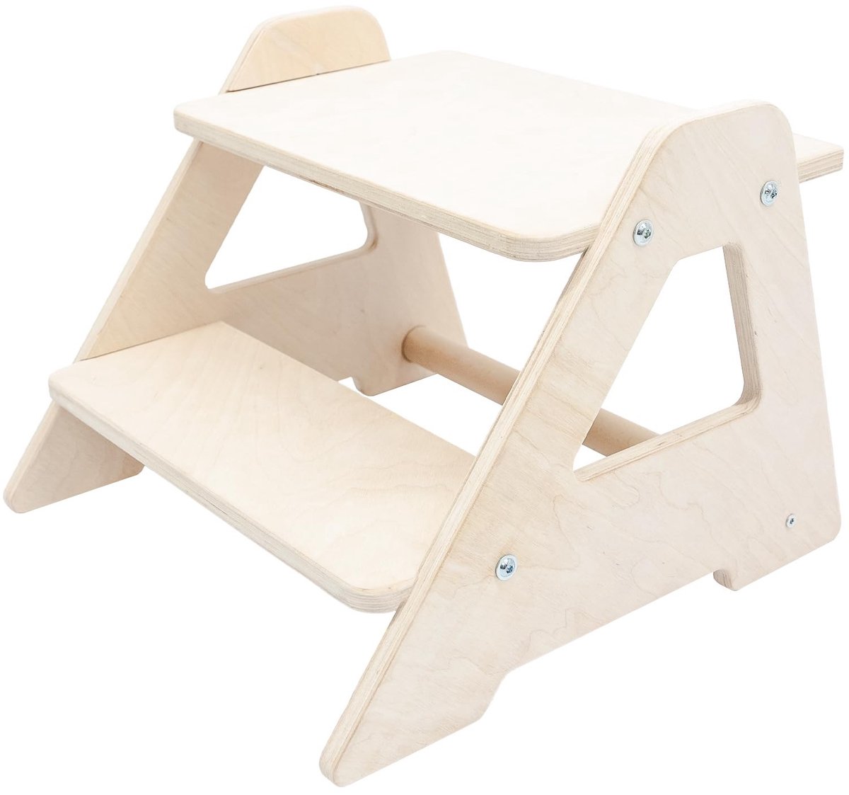 Omgoods - Kinderstapstoel van Natuurlijk Hout met 2 Treden