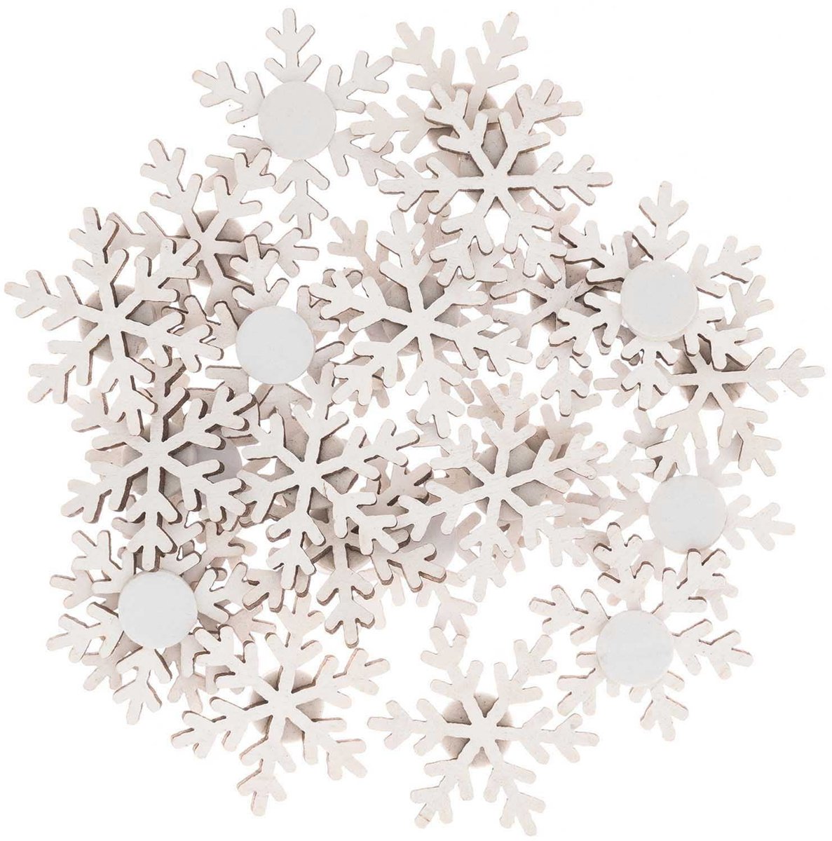 Omgoods - Set van 24 Houten Sneeuwvlok Strooidecoraties