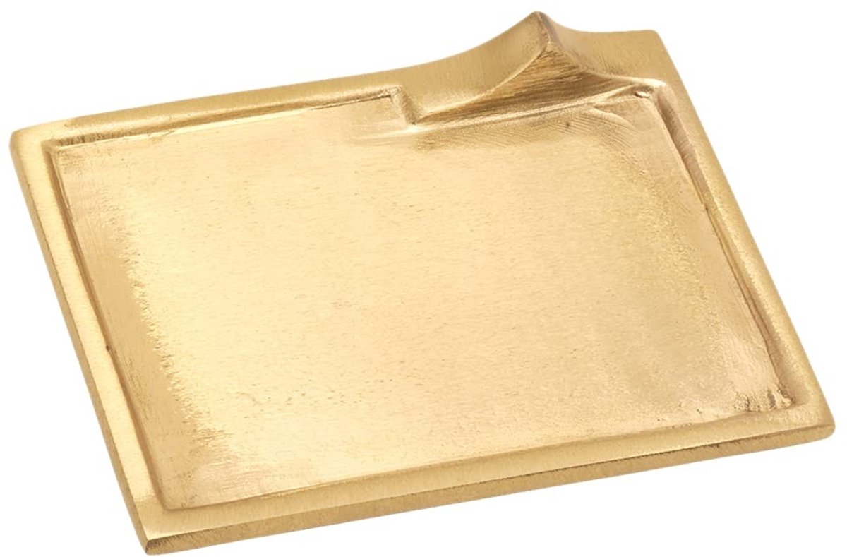 Omgoods - Handgemaakte Kaarsenhouder Rechthoekig 11x8 cm Messing Goud