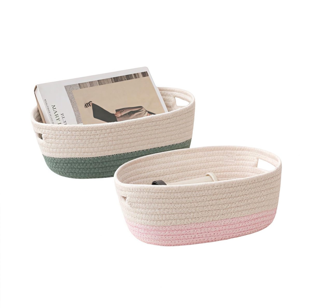Omgoods - Woven Cotton Rope Opbergmand met Handvatten voor Speelgoed en Badkamer