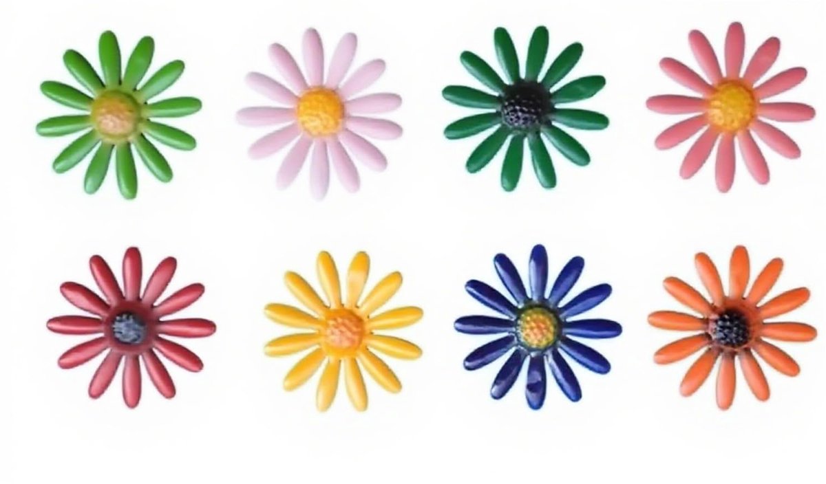 Omgoods - Set van 8 Metal Flower Wanddecoraties voor Binnen en Buiten