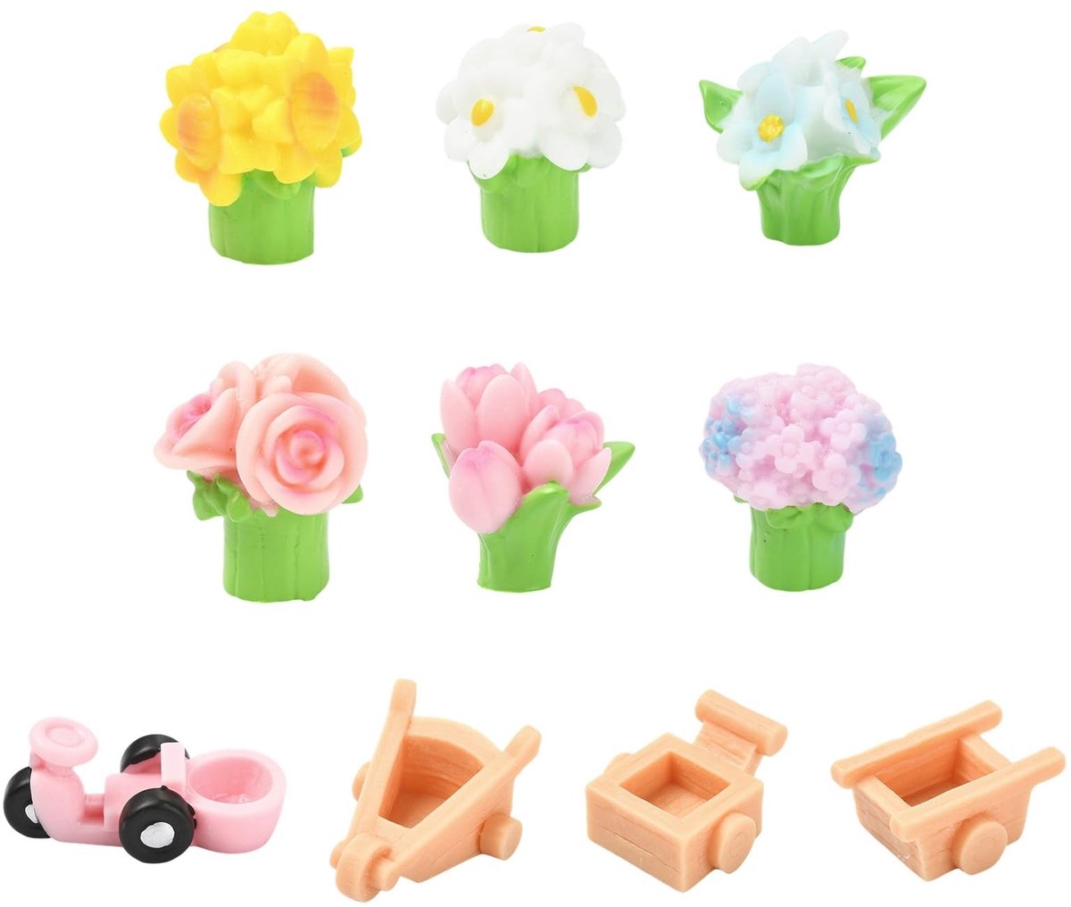 Omgoods - Miniatuur Bloemenwagen Set voor Tuin Decoratie