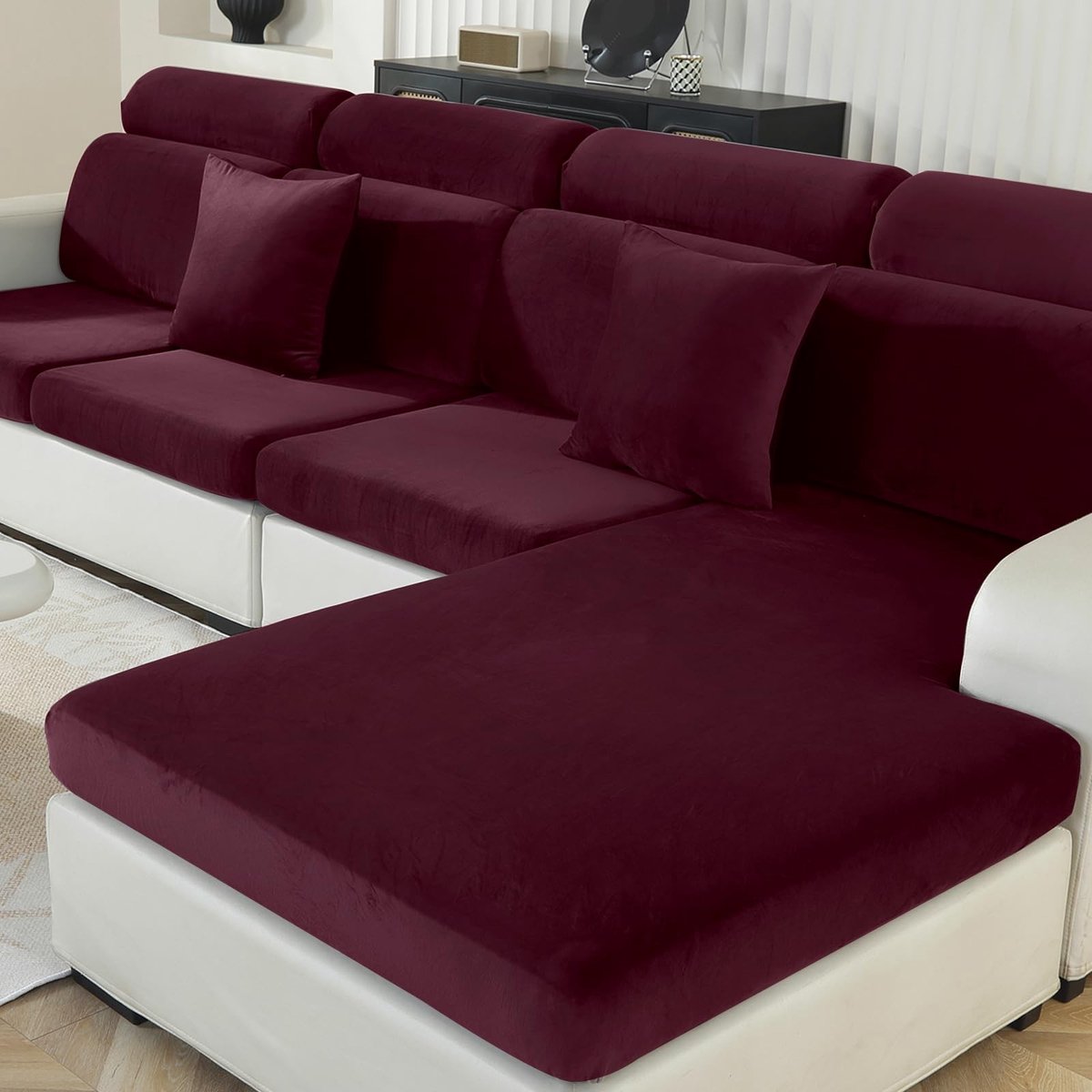 Omgoods - Luxe Velvet Stretch Kussenhoezen voor Sofa met Antislip