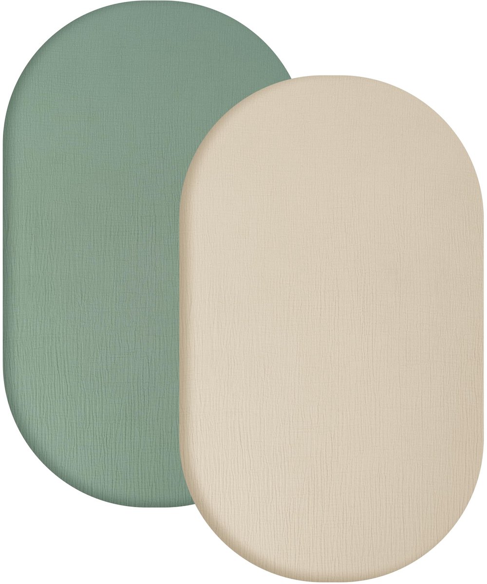 Omgoods - Set van 2 Baby Fitted Sheets van 100% Muslin Katoen