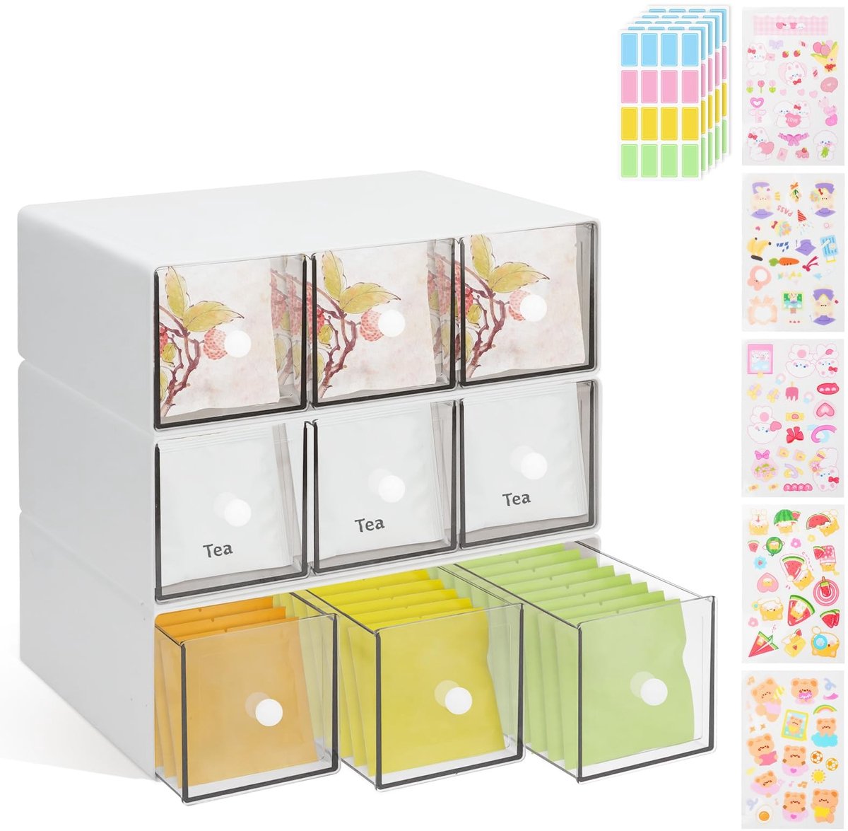 Omgoods - 3-Persoons Plastic Organiser voor Theezakjes met Lade