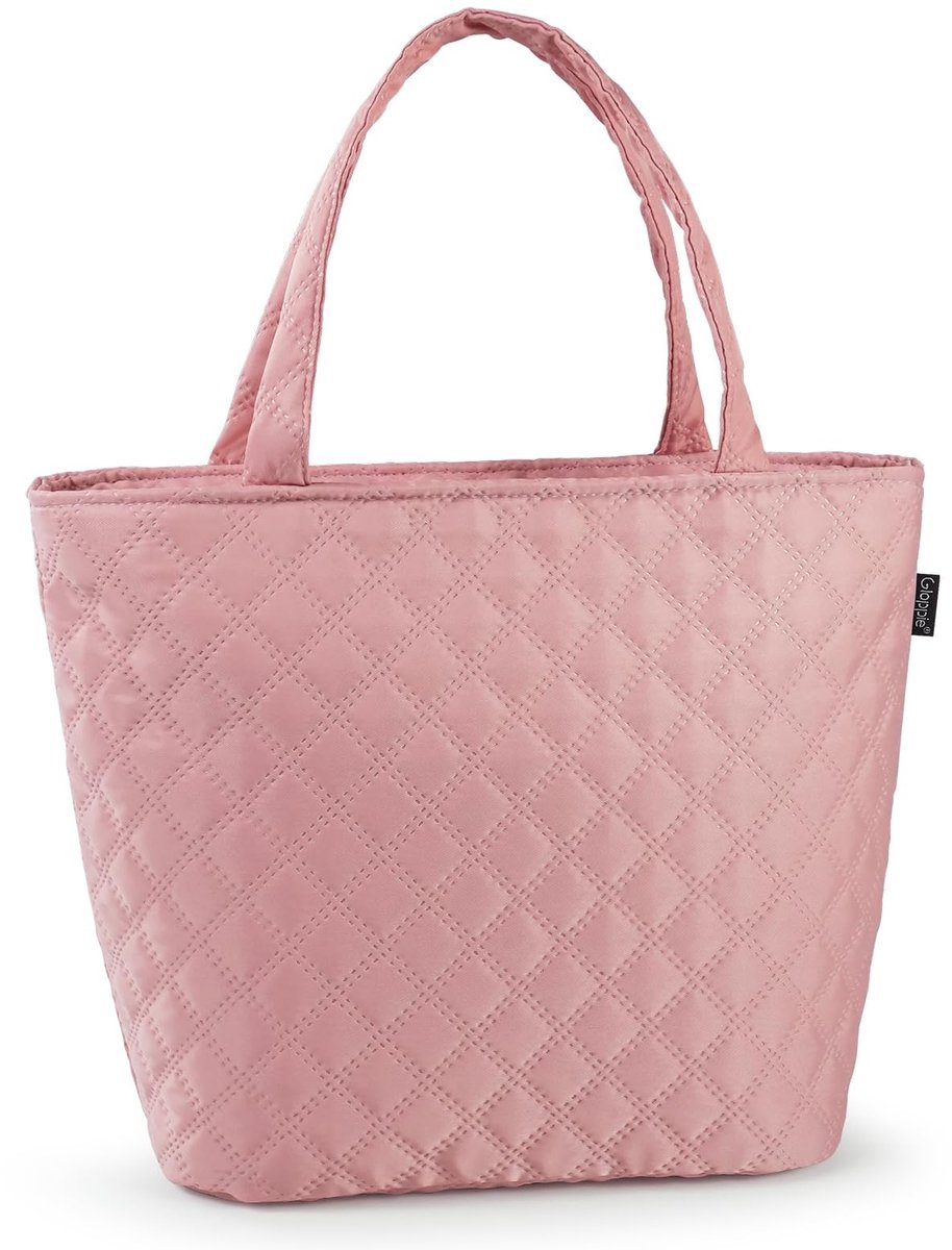 Omgoods - Insulated Lunch Bag 9L - Waterdichte Lunchtas voor Vrouwen en Meisjes - Roze Ruitpatroon