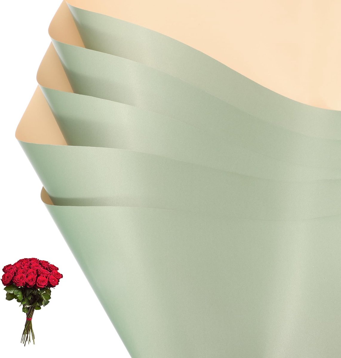 Omgoods - 20 Vellen Dubbelzijdig Waterproof Bouquet Papier in Groen