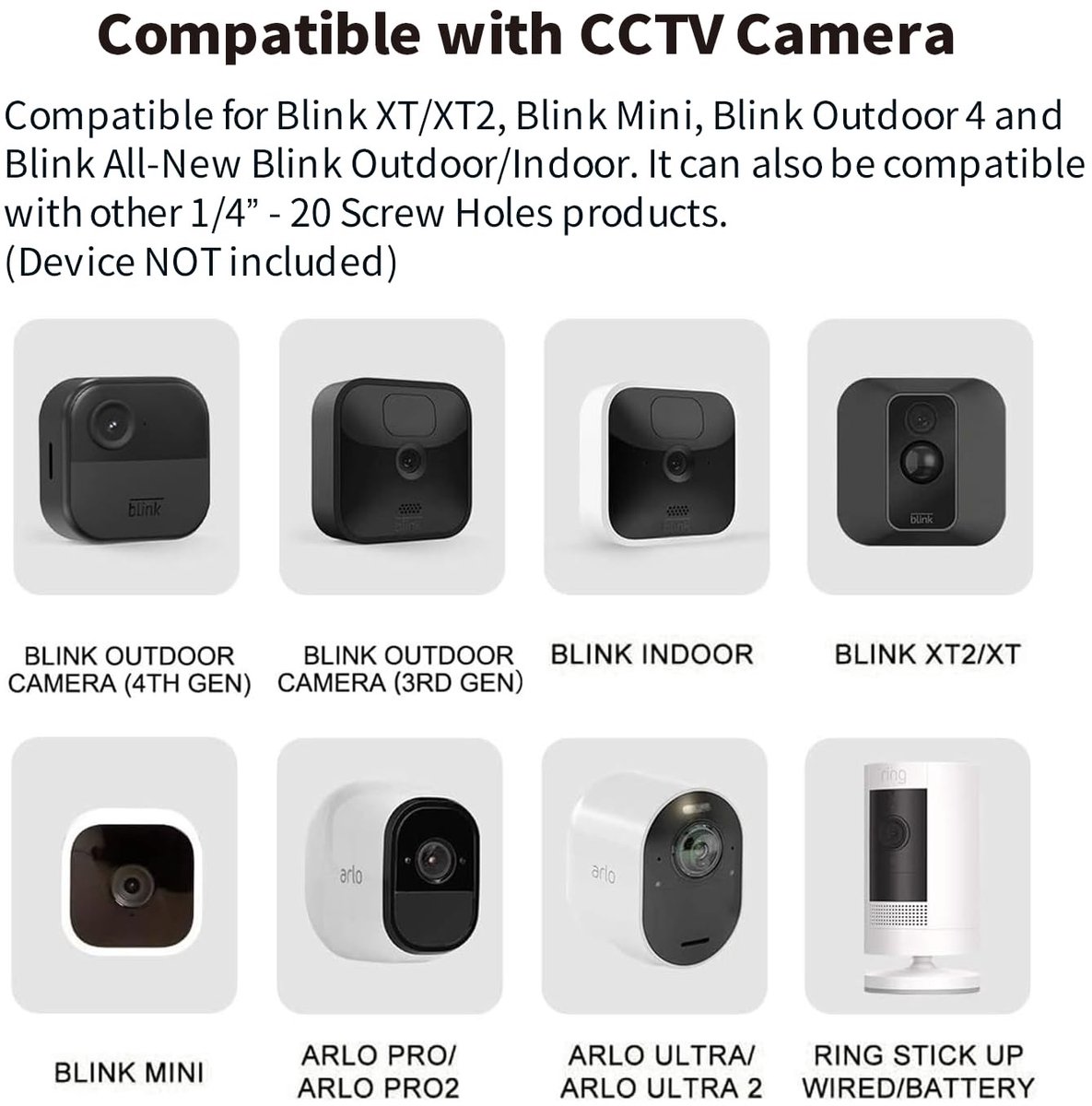 Omgoods- Camerahouder Flexibel - Klemhouder zonder boren - Bevestiging voor Blink XT/XT2/Mini - Indoor/Outdoor - Optimale bewakingshoek - Flexibele zwanenhals - Camera Mount