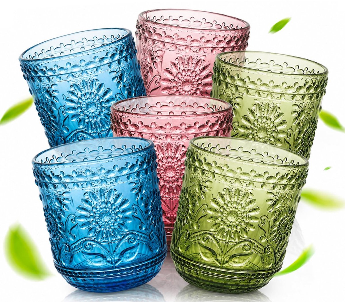 Omgoods - Set van 6 Kleurige Cocktailglazen 360 ml