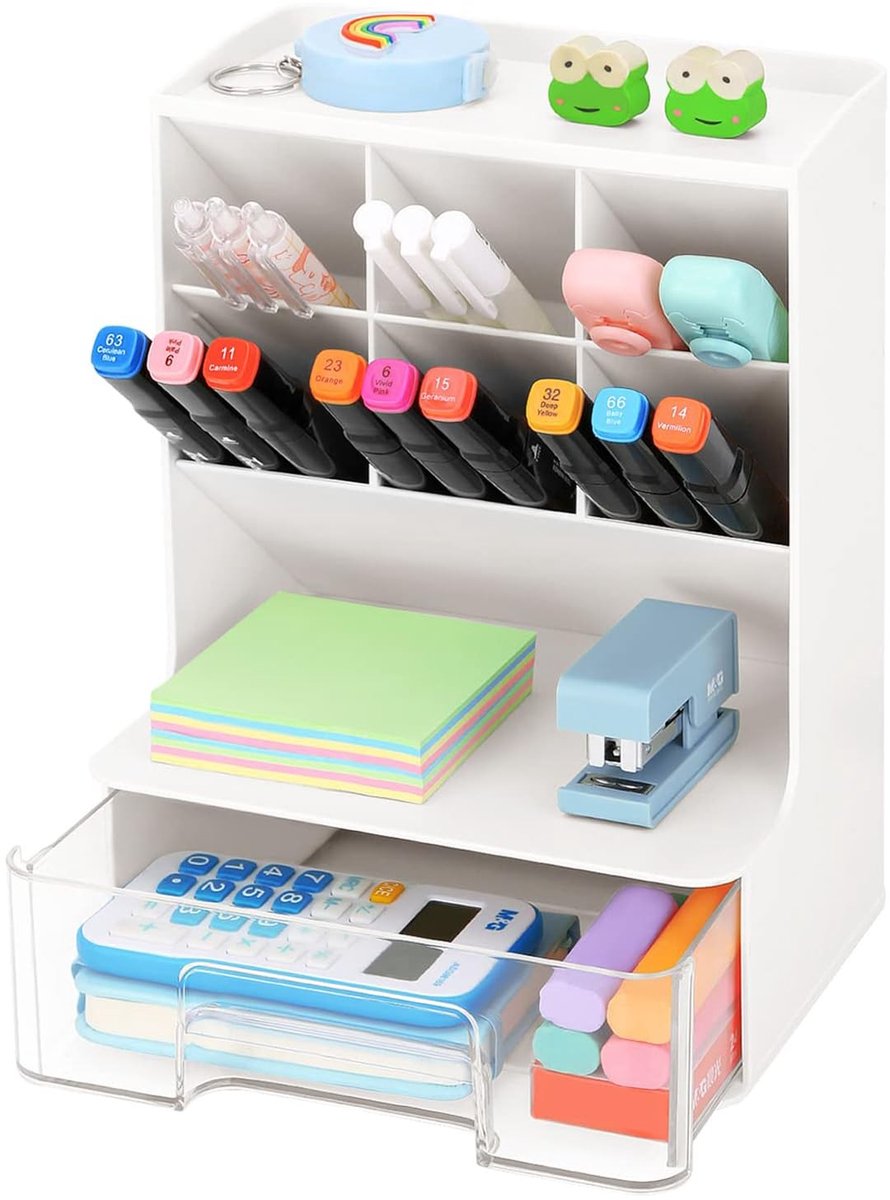 Omgoods - Multifunctionele Penhouder met 6 Compartimenten en Lades