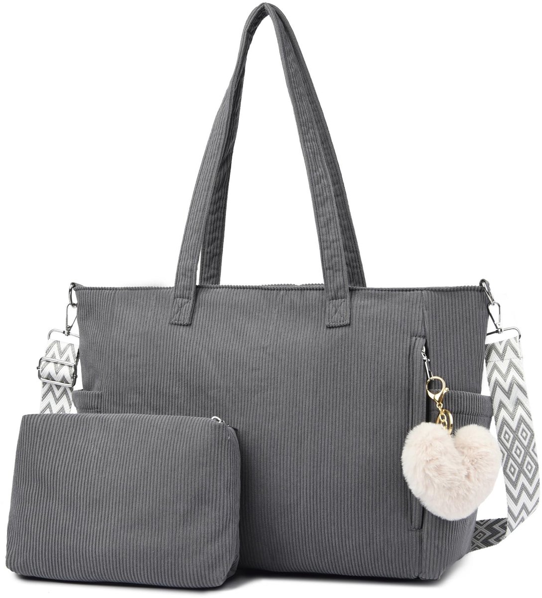 Omgoods - Grote Retro Cord Tote Bag Shopper voor Vrouwen