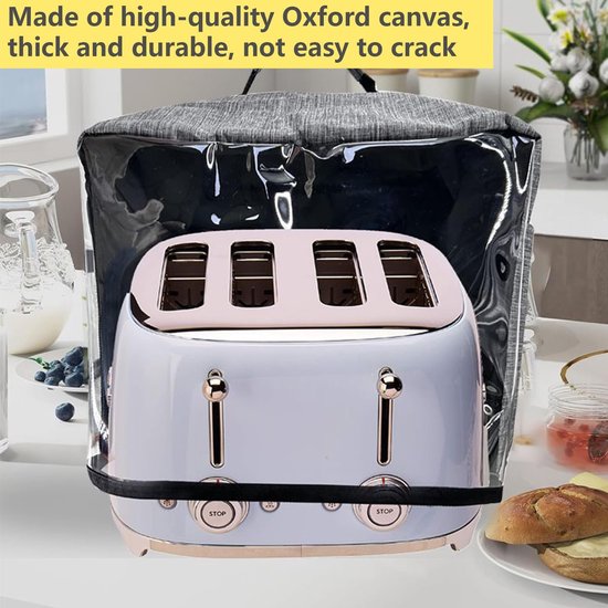 Stofhoes uit één stuk voor kleine huishoudelijke apparaten - Oxford-stof, grijs, 35 × 35 × 25 cm, waterdicht, handvat aan de bovenkant, transparant venster, geschikt voor airfryers en magnetrons — afbeelding 3