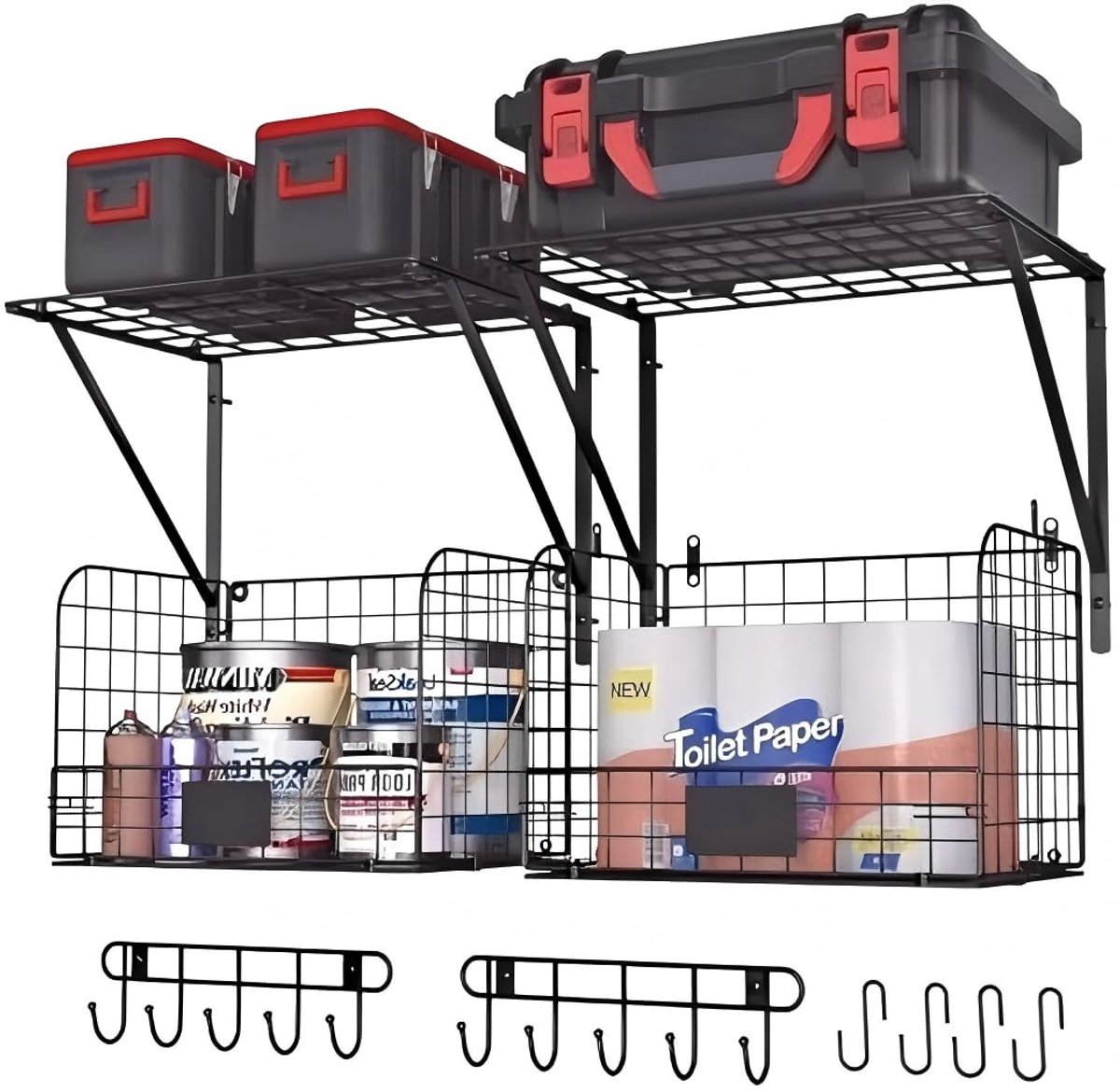 Omgoods- Garagerek Robuust - Draadmanden - Wandmontage - Gereedschapsorganizer - Tuingereedschap - Doe-het-zelf-installatie - Opbergrek