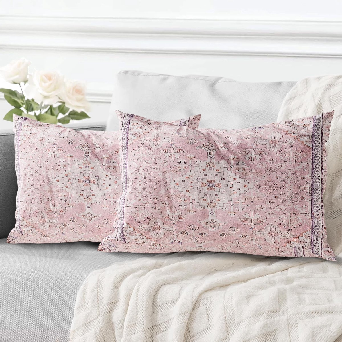 Omgoods - Set van 2 Boho Kussenslopen 40 x 80 cm voor Woonkamer en Slaapkamer