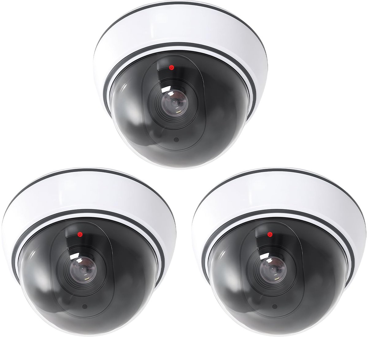Omgoods - Dome dummy camera met knipperend LED-licht - Set van 3 voor binnen en buiten