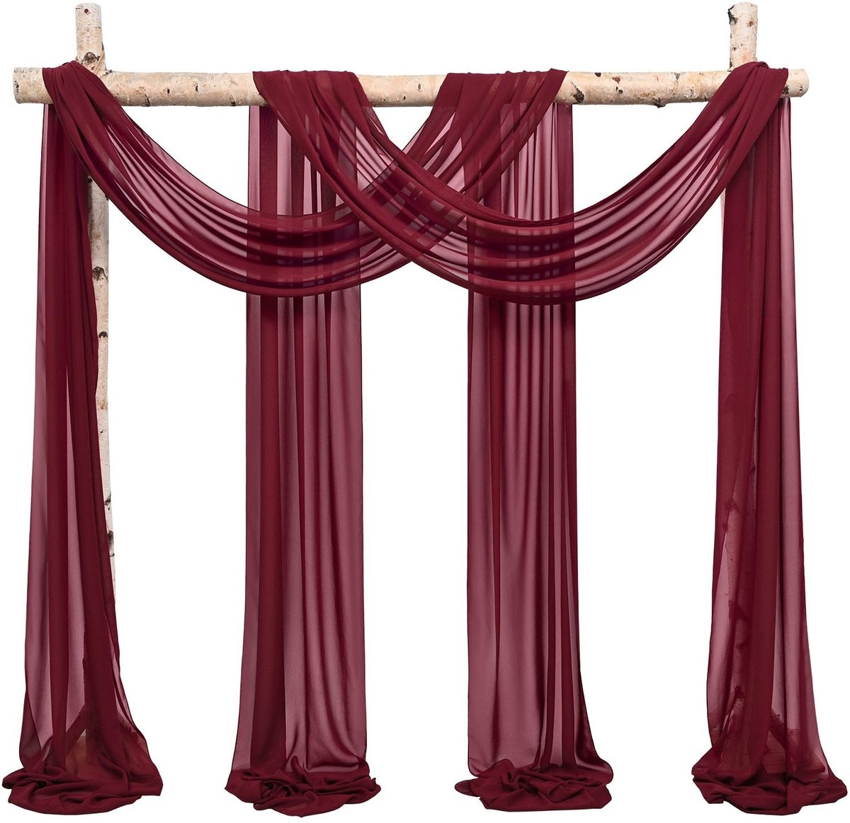 Omgoods - Burgundy Chiffon Drape Panels voor Trouwaltaar 2 Stuks