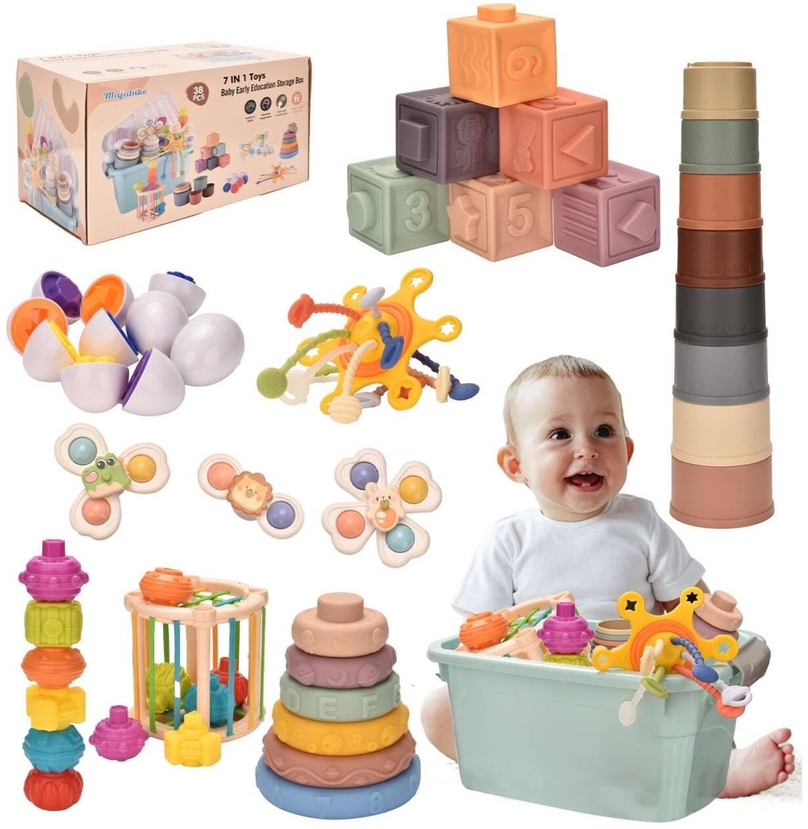 Omgoods - 7-in-1 Montessori Speelgoed voor Baby's van 6 tot 12 Maanden