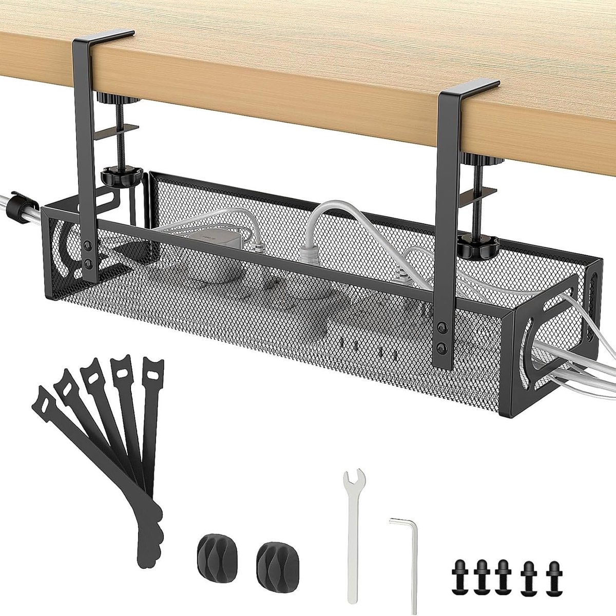 Omgoods- Kabelgoot Zwart - Zelfklevend - Kabelmanagement - Onder Bureau - 40 × 13 × 8,5 cm - Geschikt voor Kantoor en Thuis