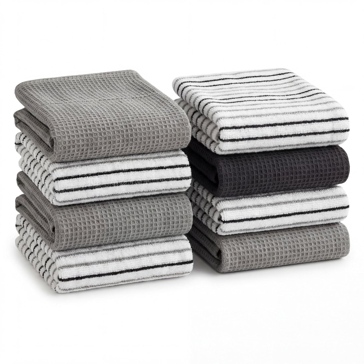 Omgoods - Set van 8 Keukenhanddoeken van Katoen met Terry Cloth