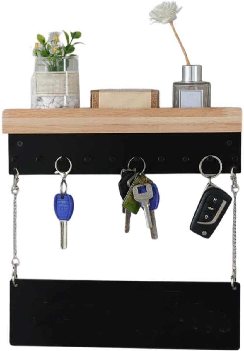 Omgoods - Houten Sleutelhanger met 10 Haken voor Muurbevestiging