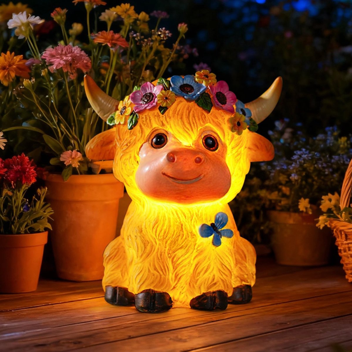 Omgoods - Zonne-Tuinornament Koe - Weerbestendig Decor voor Buiten