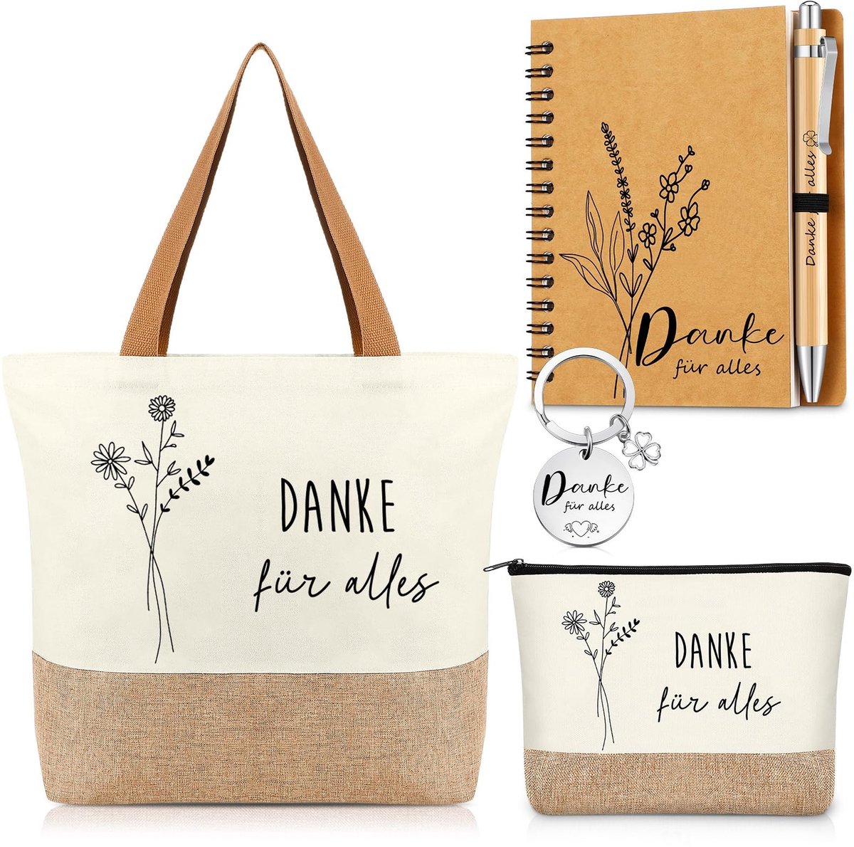 Omgoods - Bedank Cadeauset - Inclusief Tas, Toilettas, Sleutelhanger en Notitieboek
