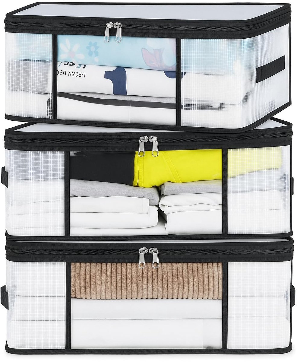Omgoods - Set van 3 Transparante Kledingopbergzakken 35L