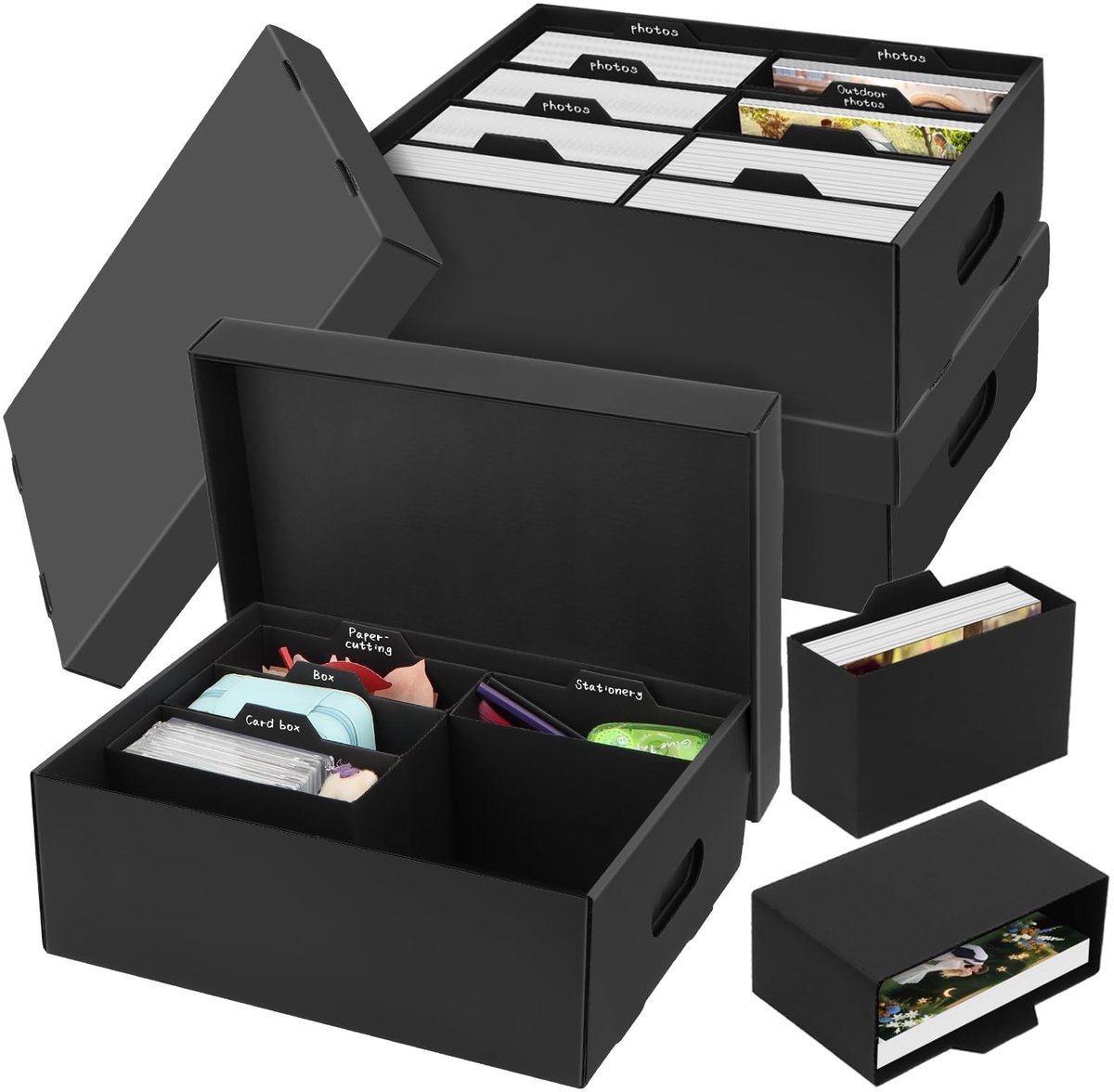 Omgoods - Set van 3 Fotoopbergdozen voor 13 x 18 cm Foto's