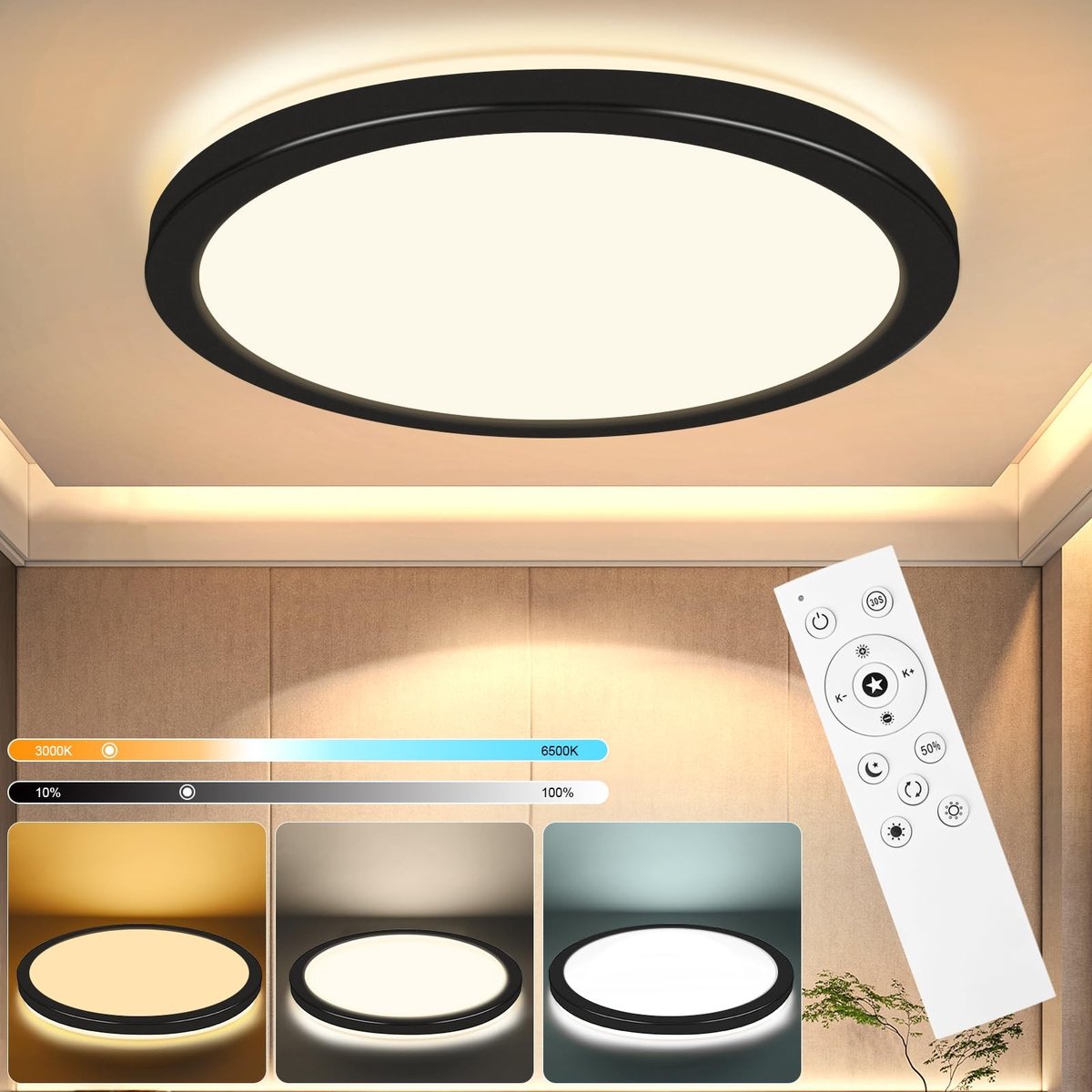 Omgoods - Dimbare LED Plafondlamp met Afstandsbediening