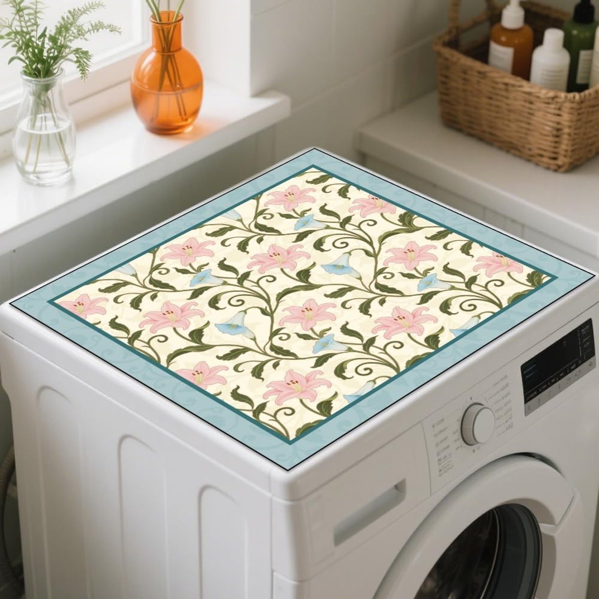 Omgoods - Vintage Stofbeschermingsmat met Lelies voor Wasmachine