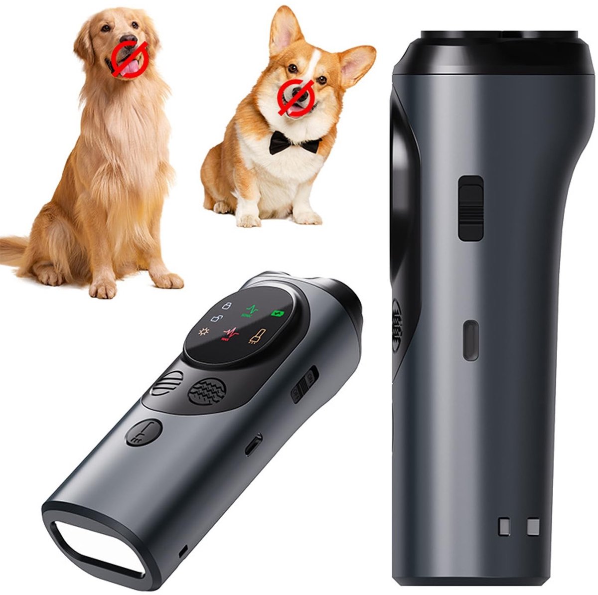 Omgoods - Ultrasonisch Antibarking Apparaat voor Honden - 3 Hoofden + Flitsfunctie