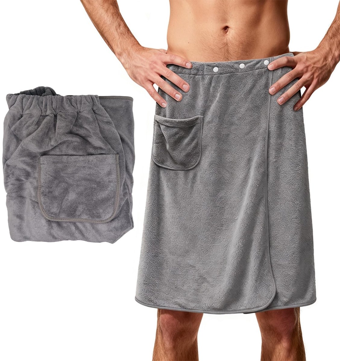Omgoods - Grote Sauna Handdoek voor Mannen - Verstelbaar en Hoogabsorberend (Grijs)