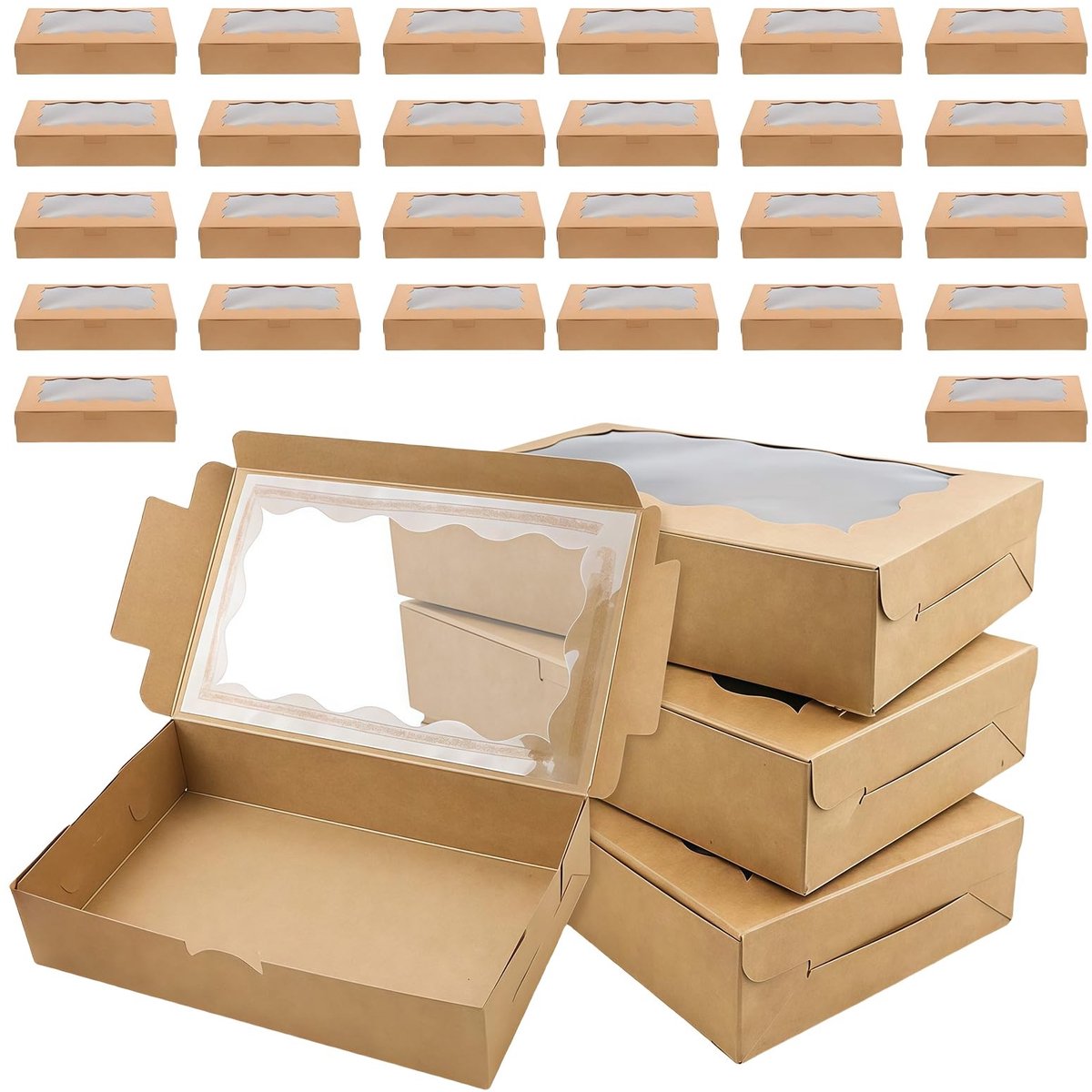 Omgoods - Set van 30 Kraft Papieren Cadeau Dozen met Venster