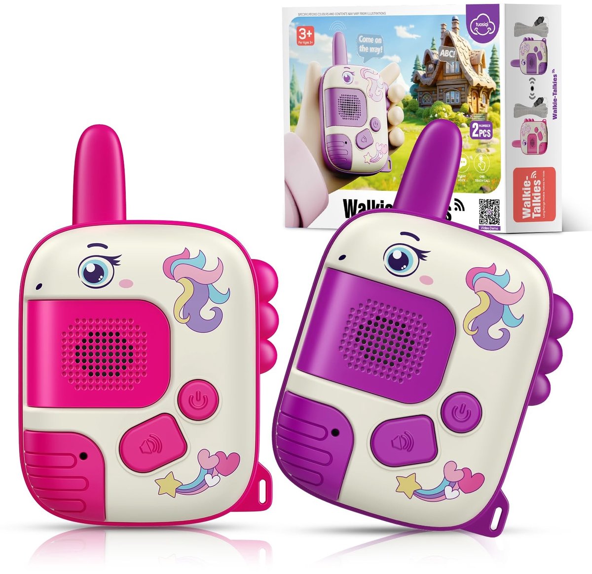 Omgoods- Walkie-Talkie Schattig Eenhoorn-Design - 2 Stuks - Kinderen 3-8 Jaar - Outdoor Speelgoed - Verjaardagscadeaus - Draagriem - Communicatie Speelgoed