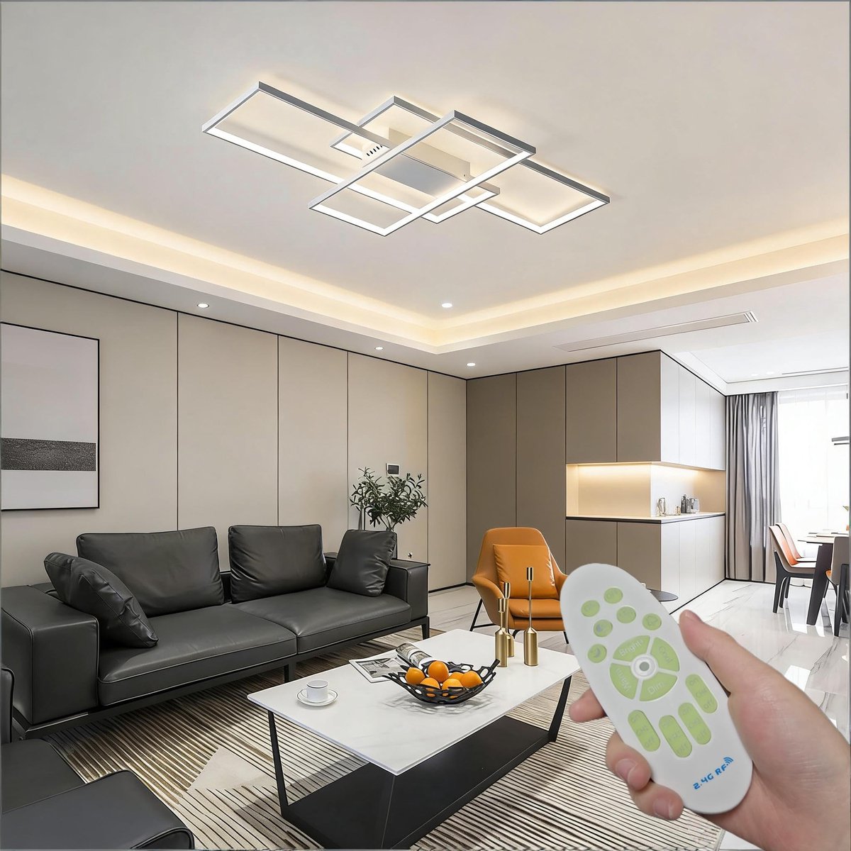 Omgoods - Moderne Dimbare Plafondlamp met Afstandsbediening, 54 W