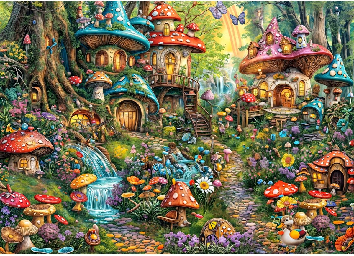 Omgoods - 1000-delig Puzzel met Dieren en Paddenstoelen Thema