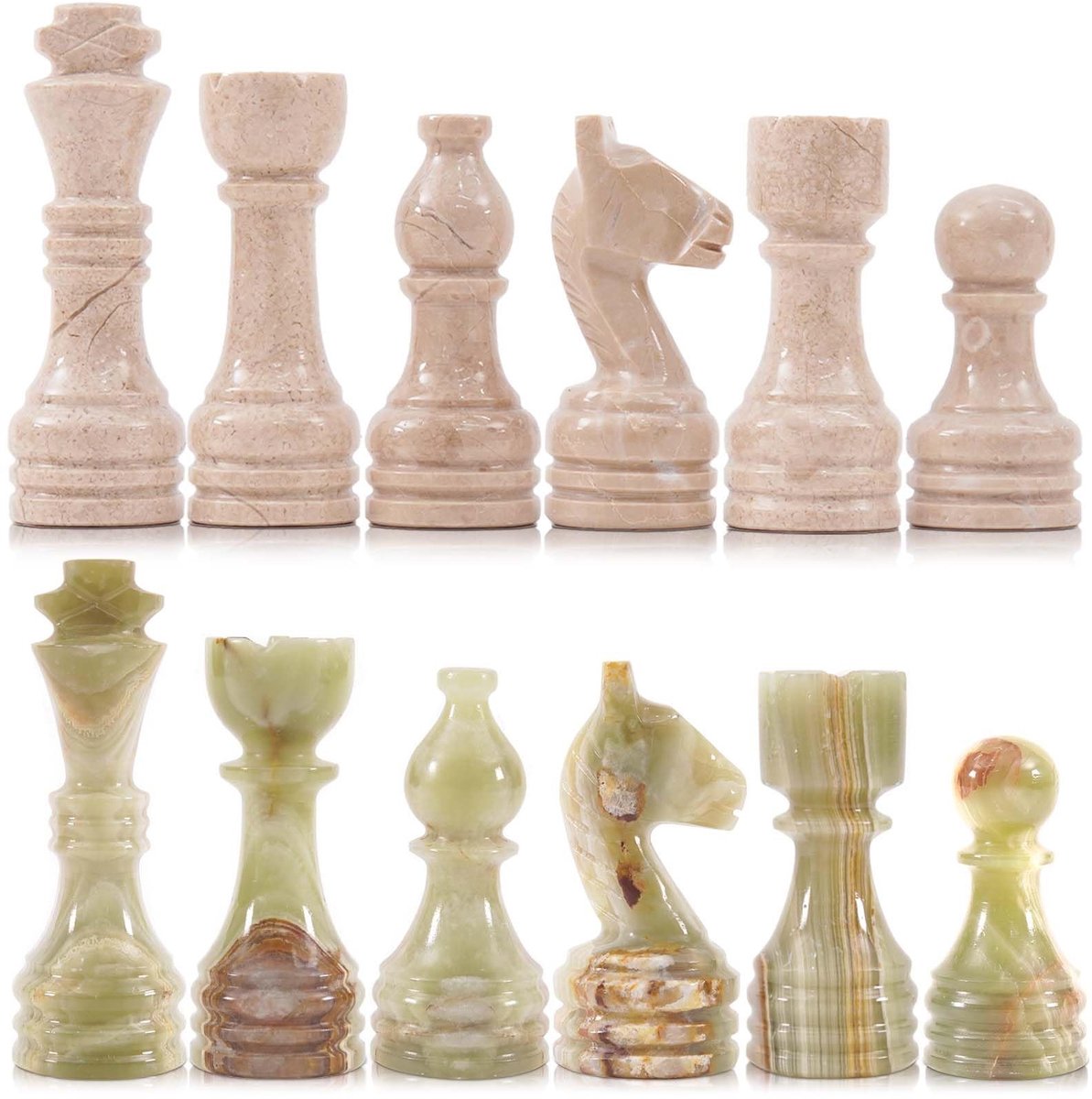 Omgoods - Handgemaakte Marmeren Schaakstukken Set van 32