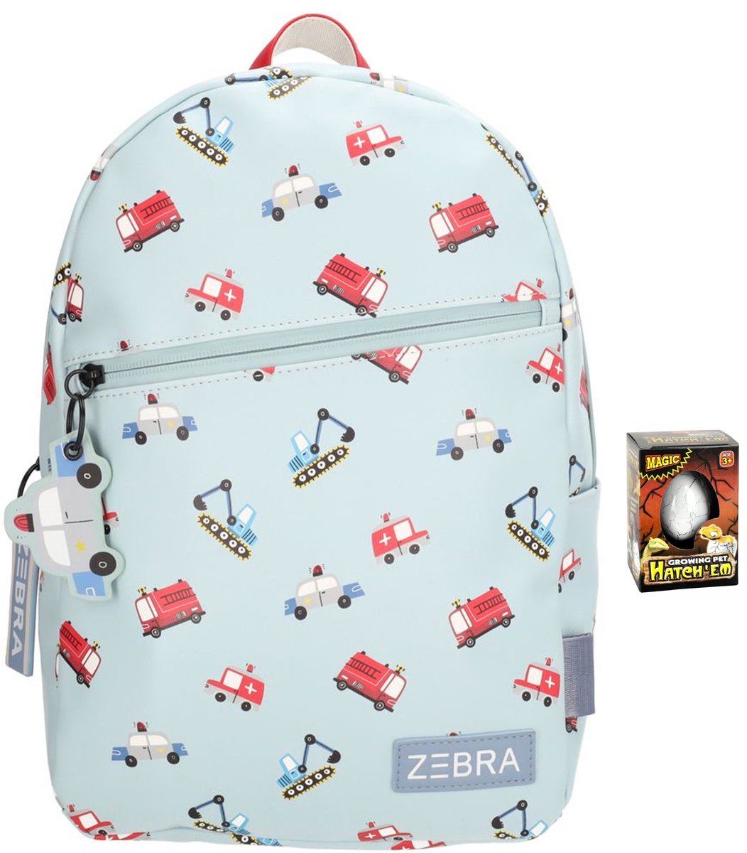 Zebra Rugzak Levi Construction - rugtas, schooltas, kinderrugzak + Dino Ei