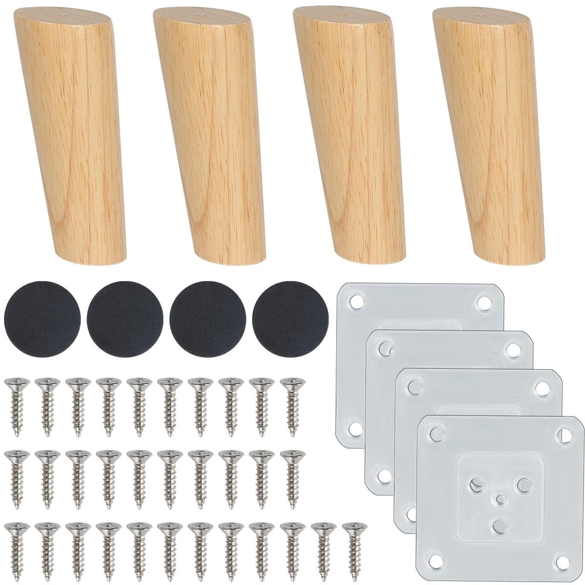 Omgoods - Set van 4 Houten Meubelpoten 12 cm voor Meubels