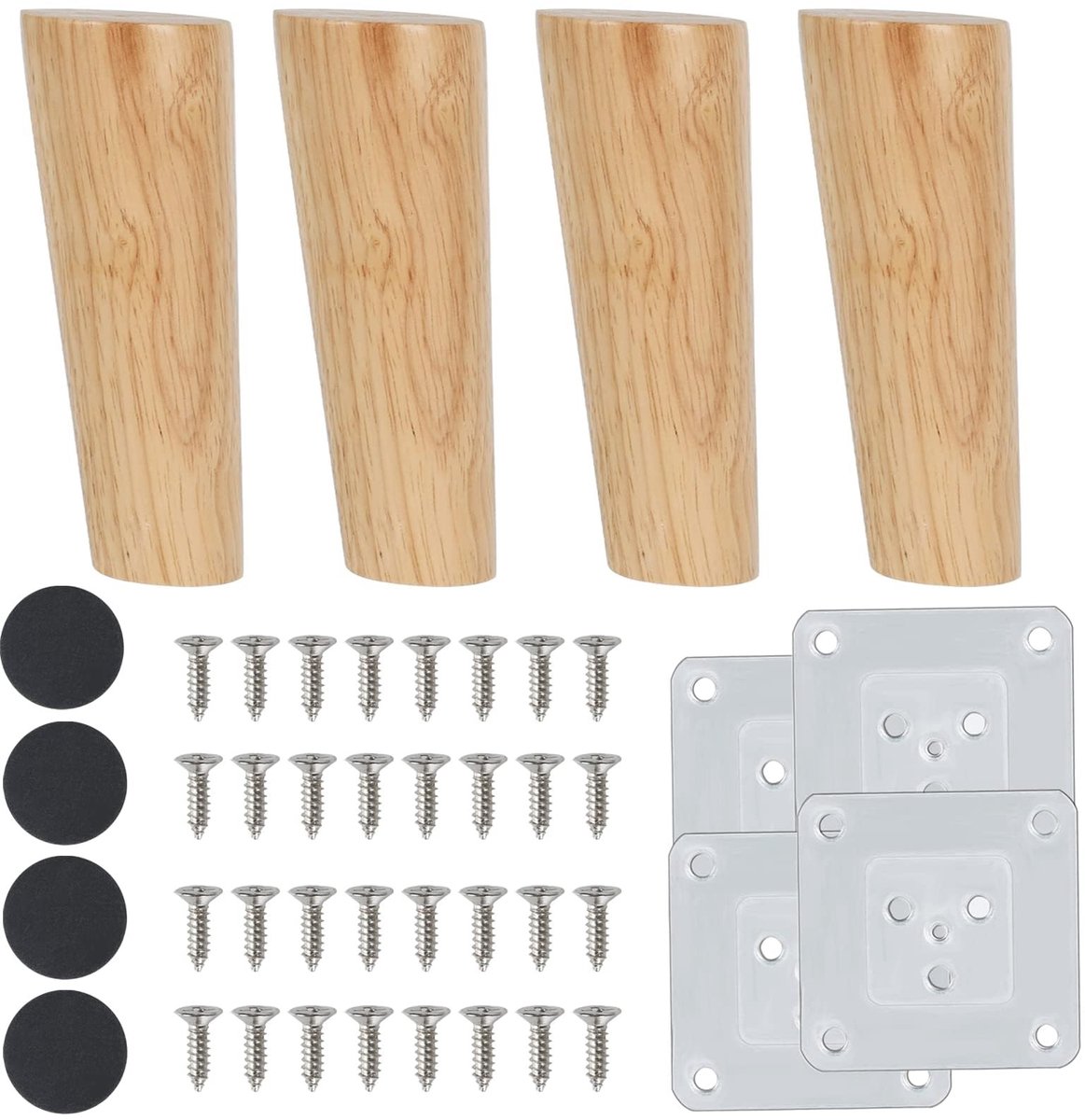 Omgoods - Set van 4 Houten Meubelpoten van 15 cm