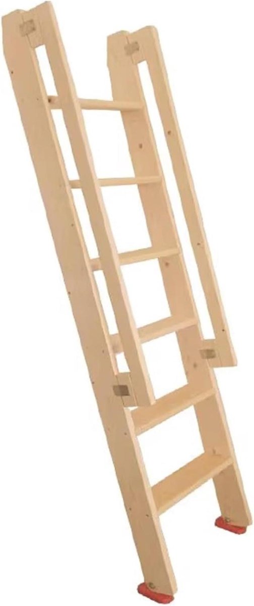 Houten Ladder - Stapelbedladder Kinderladder - Veilig Instappen - Extra Brede Sporten - 100 cm Hoog - Houtkleur
