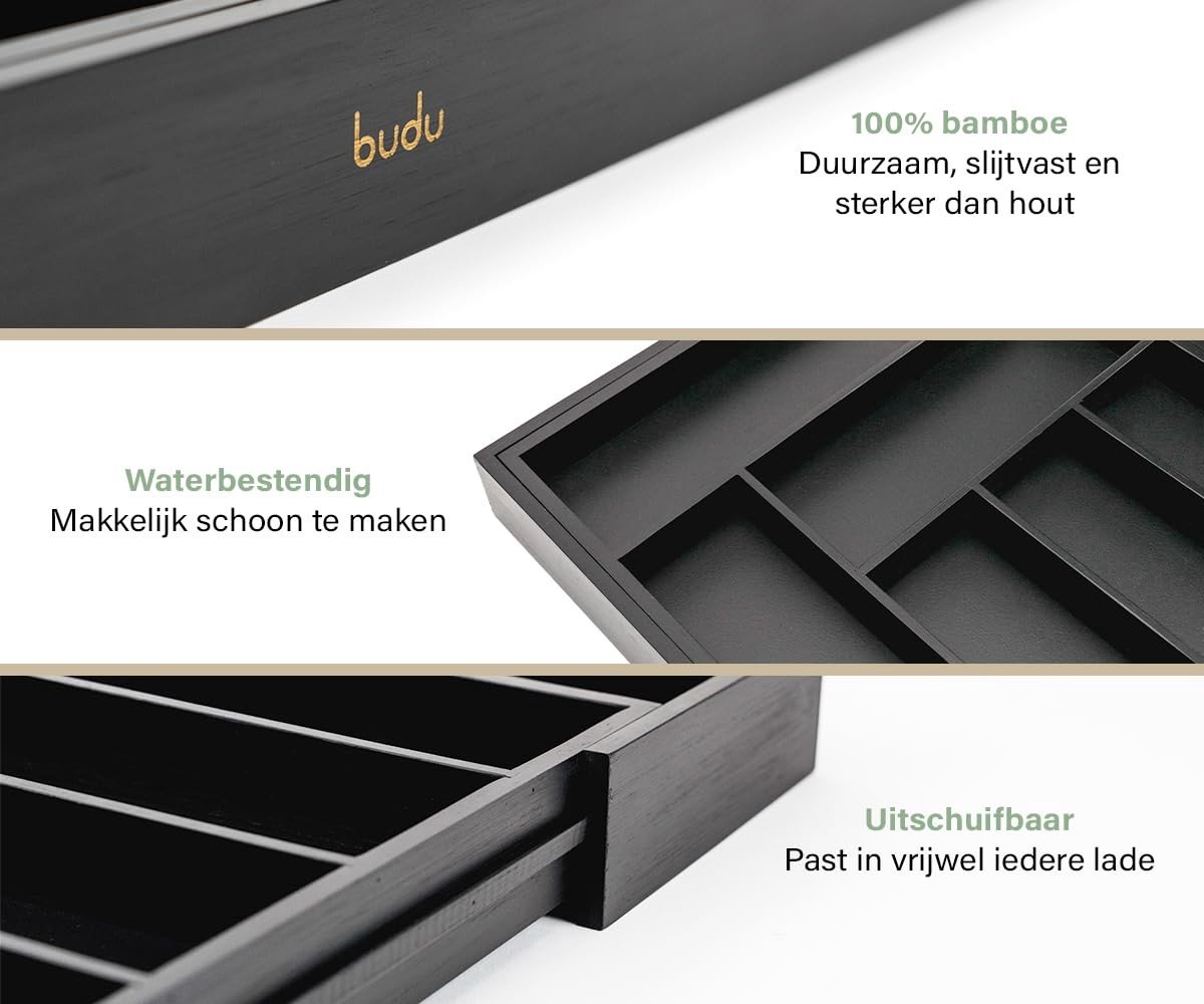 Omgoods - Bamboo Bestek Lade Organizer - Verstelbaar en Uitbreidbaar
