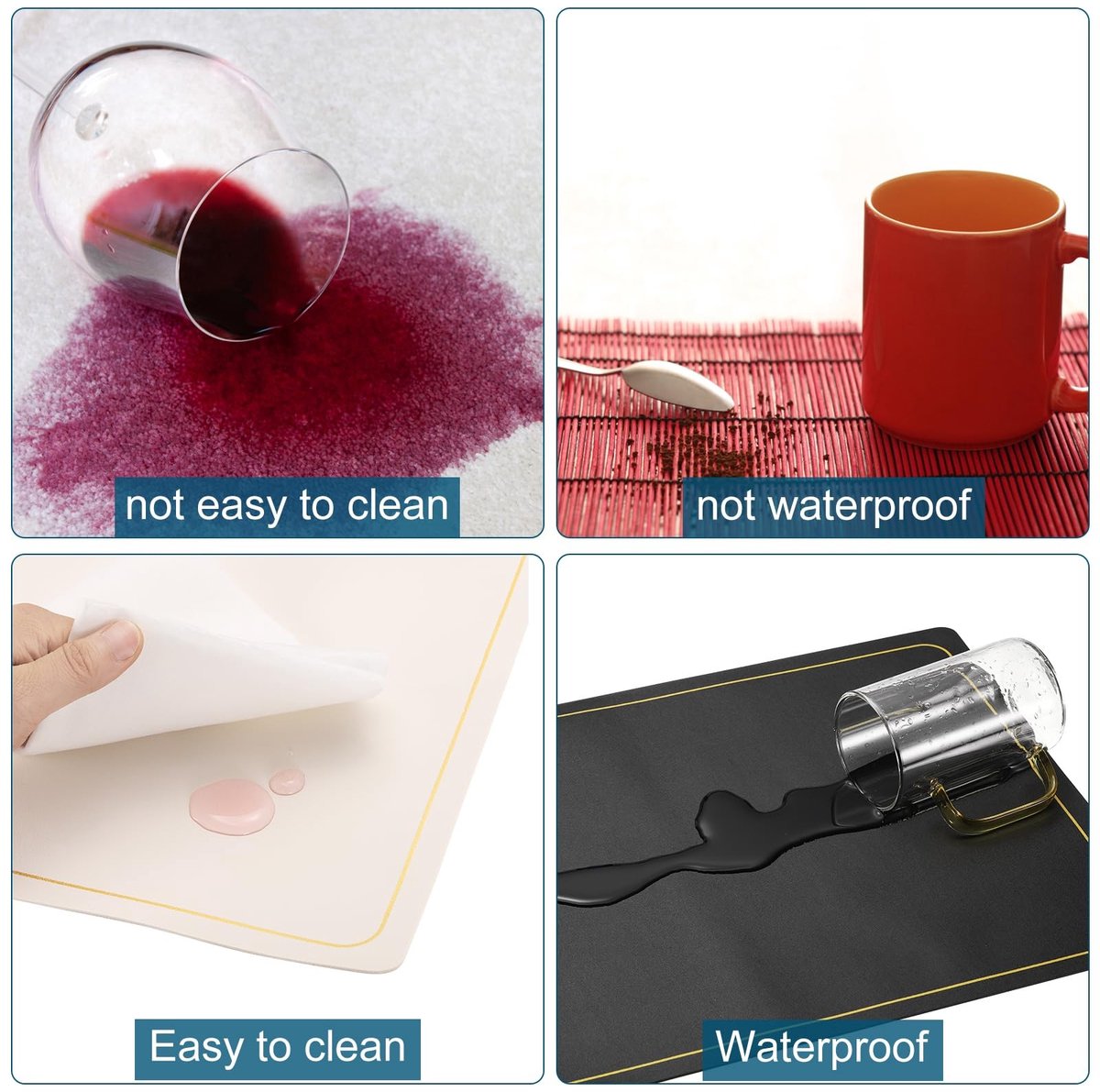 Omgoods - Set van 4 Faux Leather Onderzetters voor Tafel met Waterproof en Hittebestendig