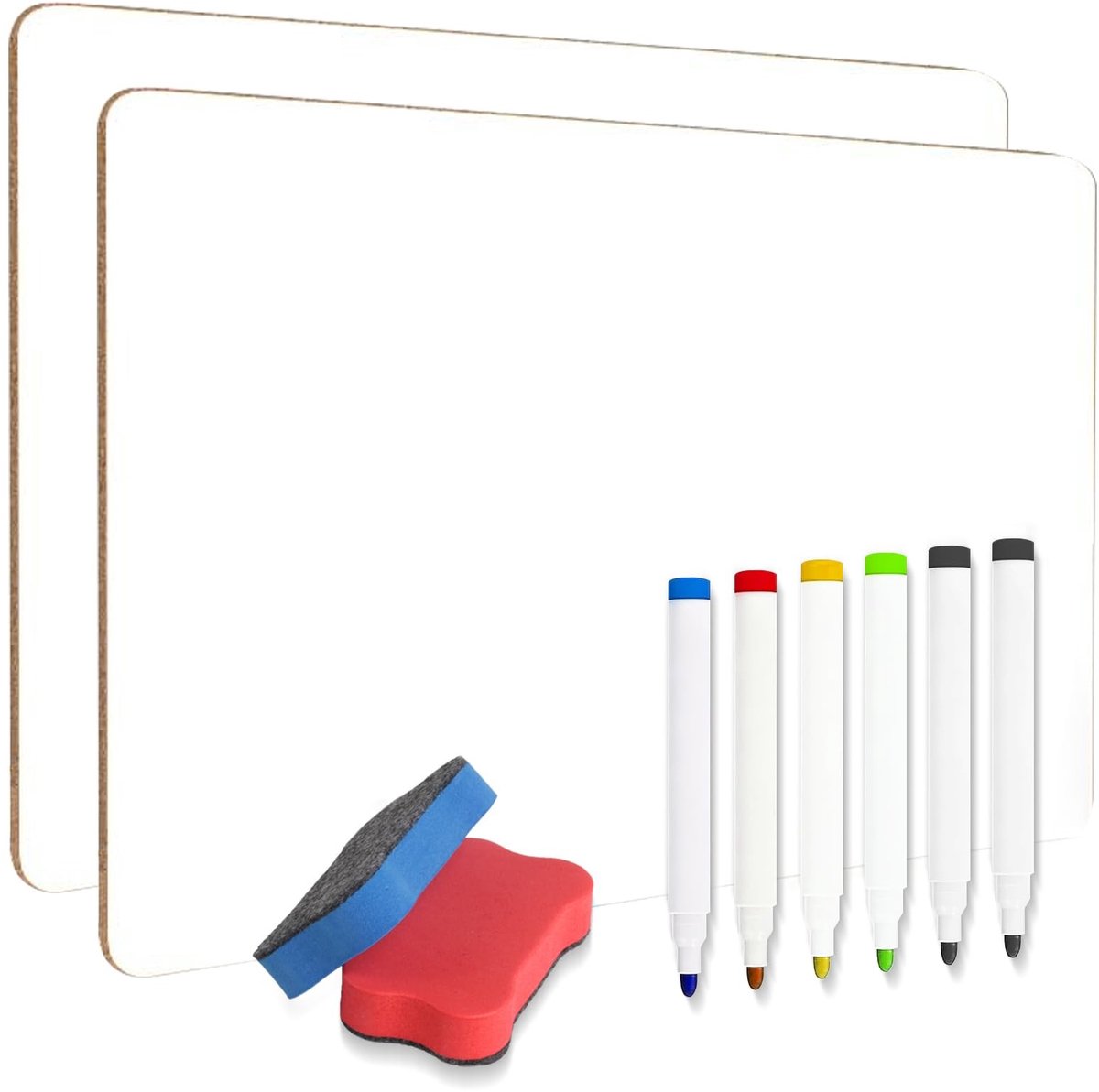 Omgoods - 2 Stuks A3 Mini Whiteboards met 6 Pennen en 2 Gummen