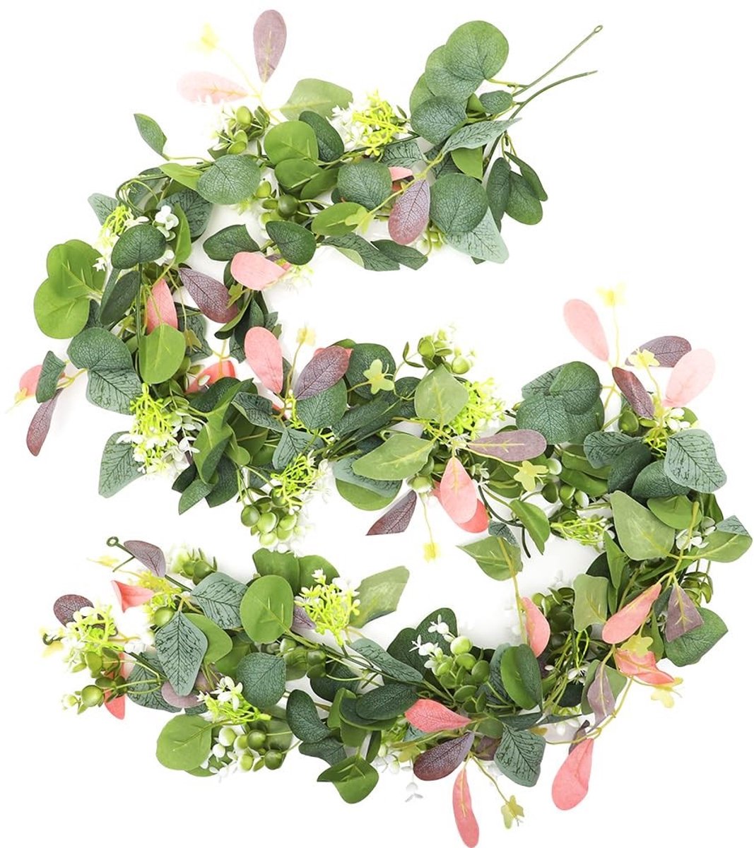 Omgoods - Set van 2 Eucalyptus Bloemenkransen - Decoratieve Tafelslinger voor Bruiloften en Woondecoratie