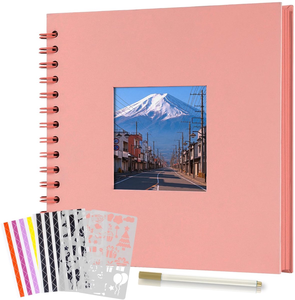 Omgoods - Handgemaakt Fotoalbum met Spiralen van 24 x 24 cm (Roze)